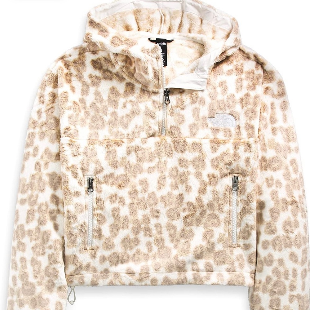 NWT THE NORTH FACE Silver Grey Leopard Quarter Zip Hoodie